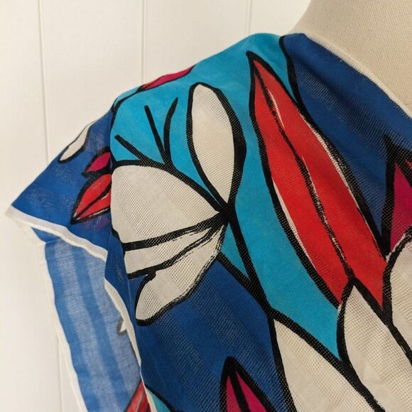 Vera Floral Design Scarf - Rectangular - 57" x 10" - Blue, Pink, Red, White - Picture 4 of 8